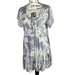 KIWI‎ + PUNCH Miami Women's Floral Babydoll Dress Size M Blue White Tiered